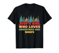 Solo Una Chica Que Ama La Navidad Y Las Ovejas Camiseta gráfica económica