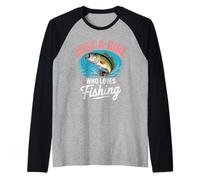 Solo una Chica Que ama la Pesca para Mujeres y niñas Camiseta Manga Raglan