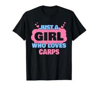 Solo una Chica Que ama Las Carpas Camiseta gráfica económica, Hombre, Negro, L
