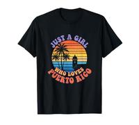 Solo una Chica Que ama Las Obras de Arte Retro de Puerto Rico al Atardecer Camiseta