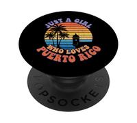 Solo una Chica Que ama Las Obras de Arte Retro de Puerto Rico al Atardecer PopSockets PopGrip Adhesivo