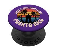 Solo una Chica Que ama Las Obras de Arte Retro de Puerto Rico al Atardecer PopSockets PopGrip Adhesivo
