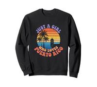 Solo una Chica Que ama Las Obras de Arte Retro de Puerto Rico al Atardecer Sudadera