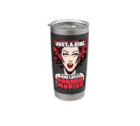 Solo una chica que ama las películas de terror Halloween Pop Art Vaso térmico de acero inoxidable de doble pared