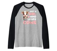 Solo una Chica Que ama Las Vacas Lindo Amante de Las Vacas Camiseta Manga Raglan