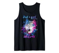 Sólo una chica que ama lobos lobo salpicaduras pintura acuarela Camiseta sin Mangas