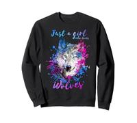 Sólo una chica que ama lobos lobo salpicaduras pintura acuarela Sudadera