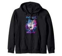 Sólo una chica que ama lobos lobo salpicaduras pintura acuarela Sudadera con Capucha