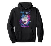 Sólo una chica que ama lobos lobo salpicaduras pintura acuarela Sudadera con Capucha