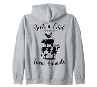 Solo una chica que ama los animales de granja Negro Pollo Cerdo Vaca Niño Sudadera con Capucha