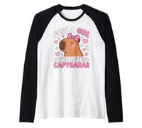 Solo una Chica Que ama los capibaras Kawaii Roedor Lindo Camiseta Manga Raglan