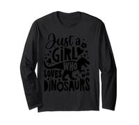 Solo una Chica Que ama los Dinosaurios Funny Black Manga Larga