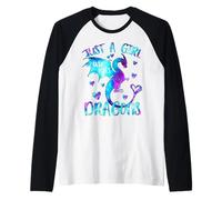 Solo una Chica Que ama los Dragones cósmicos Camiseta Manga Raglan