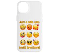 Solo una Chica Que ama los emoticonos Caras de emoción Lindas y Divertidas Carcasa para iPhone 14 Plus