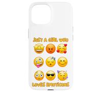 Solo una Chica Que ama los emoticonos Caras de emoción Lindas y Divertidas Carcasa para iPhone 15