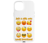 Solo una Chica Que ama los emoticonos Caras de emoción Lindas y Divertidas Carcasa para iPhone 15 Plus