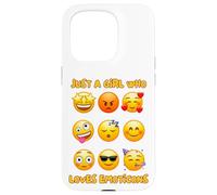 Solo una Chica Que ama los emoticonos Caras de emoción Lindas y Divertidas Carcasa para iPhone 15 Pro