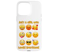 Solo una Chica Que ama los emoticonos Caras de emoción Lindas y Divertidas Carcasa para iPhone 15 Pro MAX