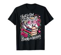 Solo Una Chica Que Ama Los Libros Y Lobos Lindo Lectura Nerd Camiseta
