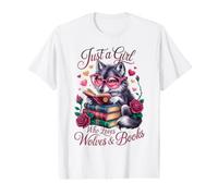Solo una Chica Que ama los Libros y los Lobos Profesor Bibliotecario Camiseta gráfica económica
