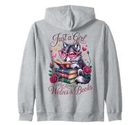 Solo una Chica Que ama los Libros y los Lobos Profesor Bibliotecario Sudadera con Capucha