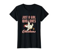 Solo una Chica Que ama los Pollos Gracioso Granjero de Pollos Camiseta gráfica económica, Mujer, Negro, XL