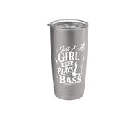 Solo una chica que toca el bajo, bajista femenina Vaso térmico de acero inoxidable de doble pared