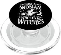 Solo una Mujer Que ama a Las Brujas - Arte Lineal de Silueta de Bruja PopSockets PopGrip para MagSafe