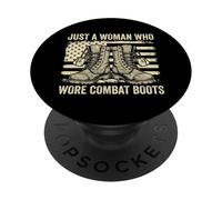 Solo una Mujer Que Llevaba Botas de Combate Mujer Soldado Veterano PopSockets PopGrip Adhesivo