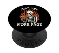 Solo una página más: Skeleton Reading Flames, Amante de los Libros PopSockets PopGrip Adhesivo