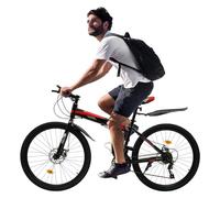 SOLOCJNL Bicicleta de montaña de 26 pulgadas, bicicleta plegable para adultos de 21 velocidades, con freno mecánico de doble disco delantero, altura ajustable para adultos entre 1,80 m