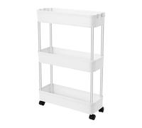 SOLOCJNL Estantería portátil, carrito de cocina, material de polipropileno, tres niveles, con cuatro ruedas universales, color blanco, adecuado para baño, cocina, oficina