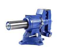 SOLOCJNL Tornillo de banco multi de 4 pulgadas, hierro fundido, fijo, 50 mm, profundidad de 100 mm, tamaño abierto, para lijadoras planas, fresadoras, color azul