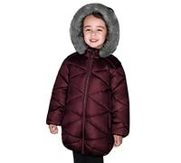 SOLOCOTE Abrigos de Invierno para Niña con Capucha Forro Sherpa Livianos Gruesos Cálidos Inflados Resistente al Agua a Prueba de Viento Brillantes vino tinto 9-10 años