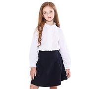 SOLOCOTE Blusa de niñas con Volantes, Mangas largas, Botones, Estilo Princesa, de algodón Suave y Suelta, Ideal para Primavera y Verano Blanco 5-6 años