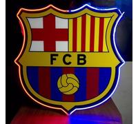 SOLOLED Lámpara Escudo neón LED Decorativa Barcelona, FCB, Iluminación Neón Bicolor, para Aficionados del Fútbol medidas 32x30 cm,neon led,vinilo,metacrilato liga de futbol