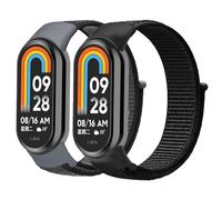 SOLOLUP 2 Piezas Correas de Nailon para Xiaomi Mi Band 8 Correa，Pulsera de Elástica de Repuesto Transpirable Banda Deportiva Solo Loop Trenzado para Xiaomi Mi Smart Band 8，Negro/gris ancla