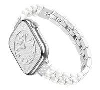 SOLOLUP Correa de Diamantes y Perlas para Apple Watch 46 44 45 49 mm para Mujer, Elegante Pulsera de joyería Brillante Pulsera de Metal para iWatch Series 11 10 9 8 7 6 5 4 SE Ultra 3 2 1, Plata