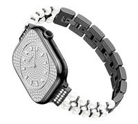 SOLOLUP Correa de Diamantes y Perlas para Apple Watch 46 44 45 49 mm para Mujer, Elegante Pulsera de joyería Brillante Pulsera de Metal para iWatch Series 11 10 9 8 7 6 5 4 SE Ultra 3 2 1, Negro