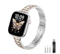 SOLOLUP Correas de reloj de metal delgadas compatibles con Apple Watch Band SE 3/2 de 40 mm, 41 mm, 38 mm, 42 mm (Serie 11/10) para mujer, correa de cadena fina de acero inoxidable para iWatch Series