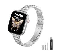 SOLOLUP Correas de reloj de metal delgadas compatibles con Apple Watch Band SE 3/2 de 40 mm, 41 mm, 38 mm, 42 mm (Serie 11/10) para mujer, correa de cadena fina de acero inoxidable para iWatch Series