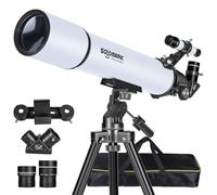 SOLOMARK Telescopios para adultos Astronomía, 80 mm Apertura 900 mm Refractor Telescopio para niños, compacto y portátil de viaje con bolsa de transporte