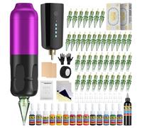 Solong Tattoo Kit completo para profesionales: sistema de batería inalámbrico avanzado y tintas de color variadas, respaldados por accesorios completos para cualquier proyecto artístico LQ53KITP803-4