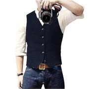 Solovedress Chaleco de traje casual de lana con patrón de espiga para hombre, chaleco con cuello en V de tweed para padrinos de boda, 3XL