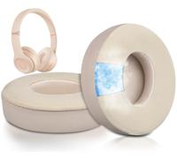 SoloWIT Almohadillas de Repuesto de Gel Refrescante para Beats Solo 2 & Solo 3 Auriculares Inalámbricos,con Espuma de Alta Densidad para Aislamiento del Ruido, Grosor Añadido - Oro Satinado