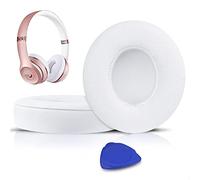 SoloWIT® Almohadillas de Repuesto para Beats Solo 3 & Solo 2 Wireless Auriculares supraaurales, con Cuero de proteína Suave/Espuma de Memoria de Aislamiento de Ruido-(Blanca)
