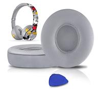 SoloWIT® Almohadillas de Repuesto para Beats Solo 3 & Solo 2 Wireless Auriculares supraaurales, con Cuero de proteína Suave/Espuma de Memoria de Aislamiento de Ruido-(Gris)