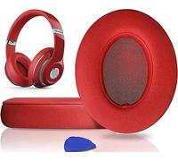 SoloWIT® Almohadillas de Repuesto para Beats Studio 3 y 2 Wireless Wired Auriculares Over-Ear, con Cuero de proteína Suave/Espuma de Memoria de Aislamiento de Ruido-(Rojo)