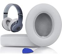SoloWIT® Almohadillas de Repuesto para Beats Studio 3 y 2 Wireless Wired Auriculares Over-Ear, con Cuero de proteína Suave/Espuma de Memoria de Aislamiento de Ruido-(Gris Claro)
