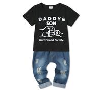 SOLOYEE Bebé Niño Conjunto Ropa 4-5 Años Infantil Moda Letra Patrón Sudadera Manga Larga Con Capucha + Pantalones Vaqueros 2 Piezas, Verde Militar